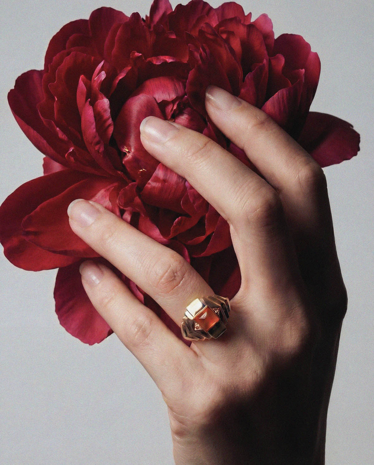 Rockaway Mini Pyramid Ring Yellow Gold and Carnelian