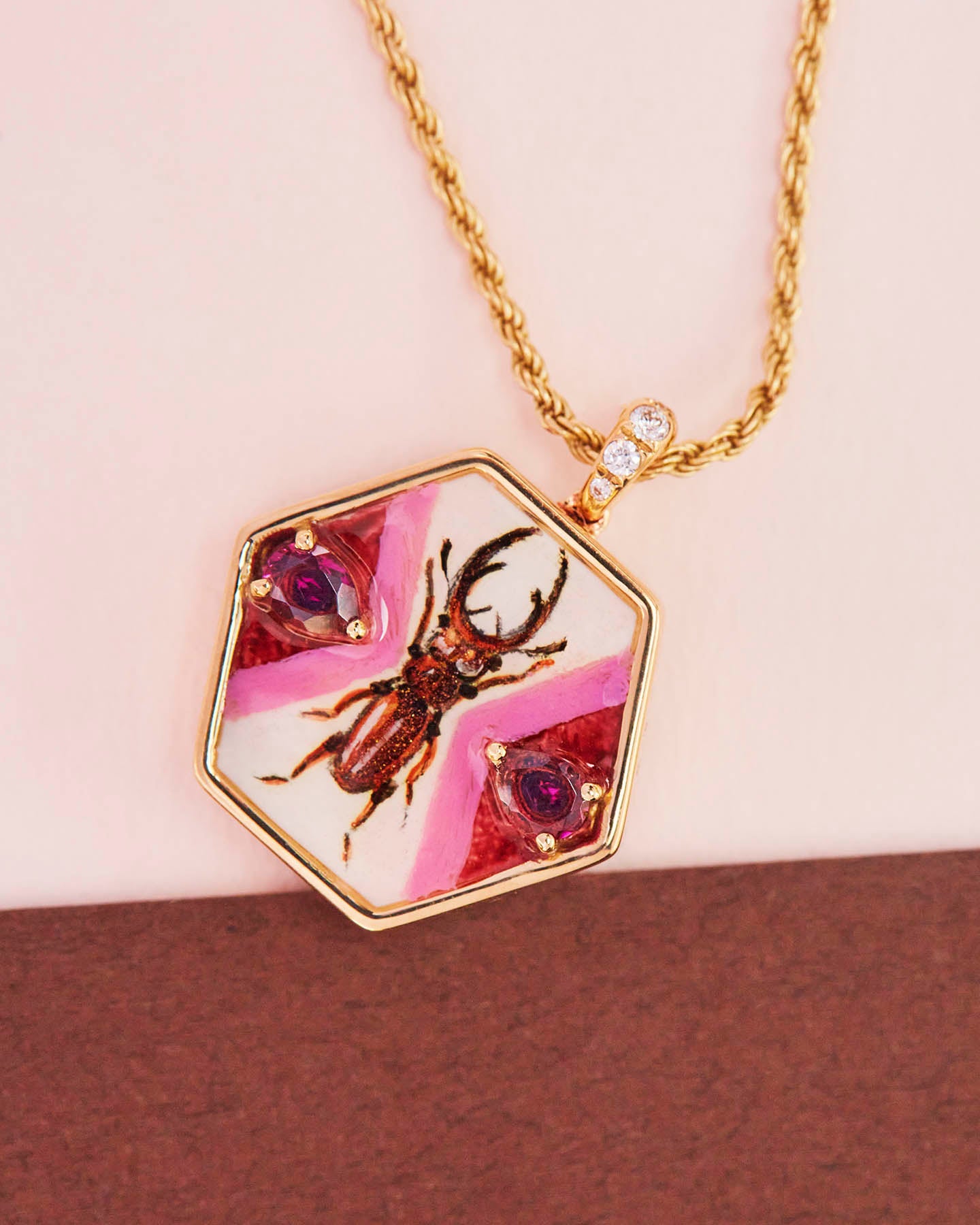 Got The Bug Pink Pendant Necklace