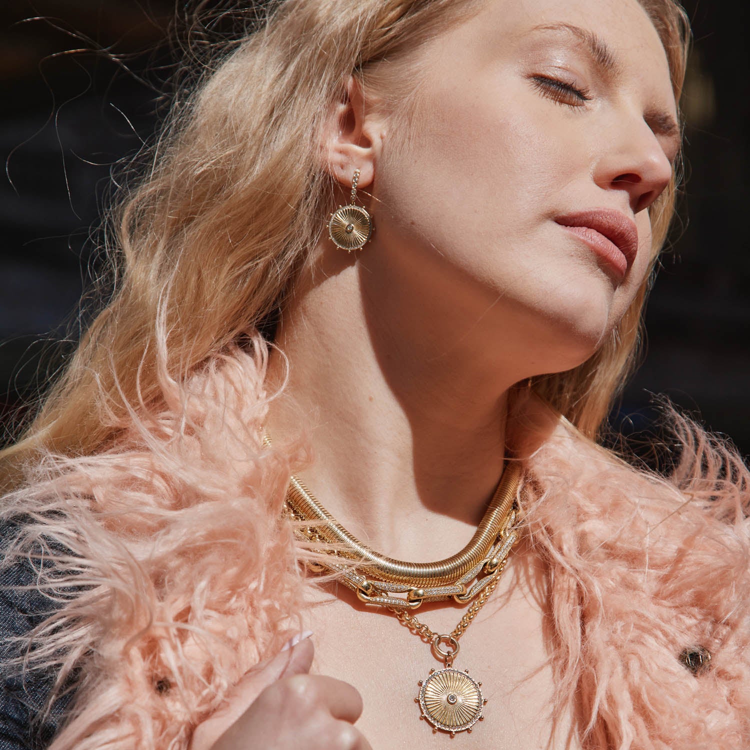 Cassandane Large Diamond Sun Medallion
