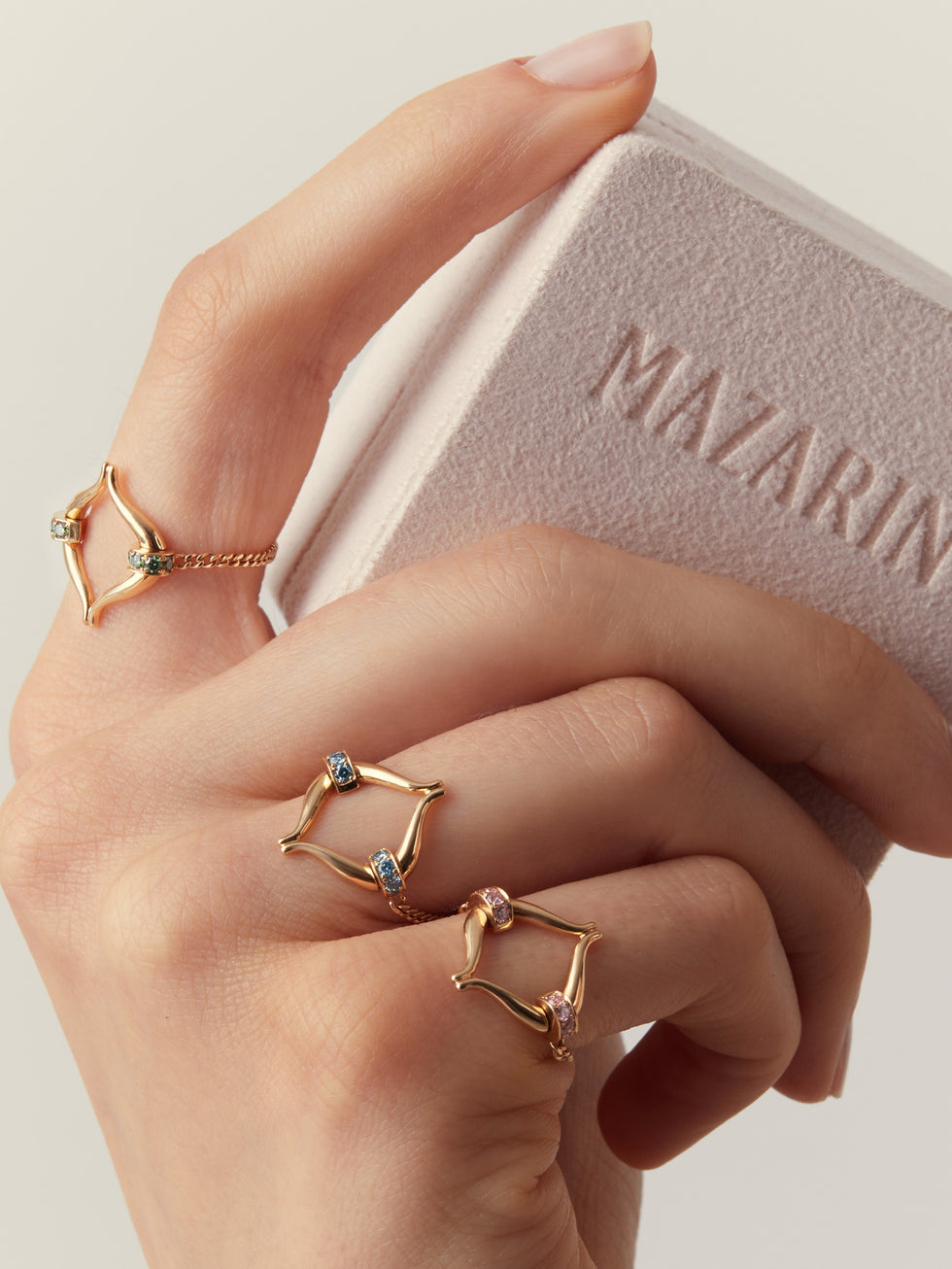 Eboris Link Paved Pink Martini Ring