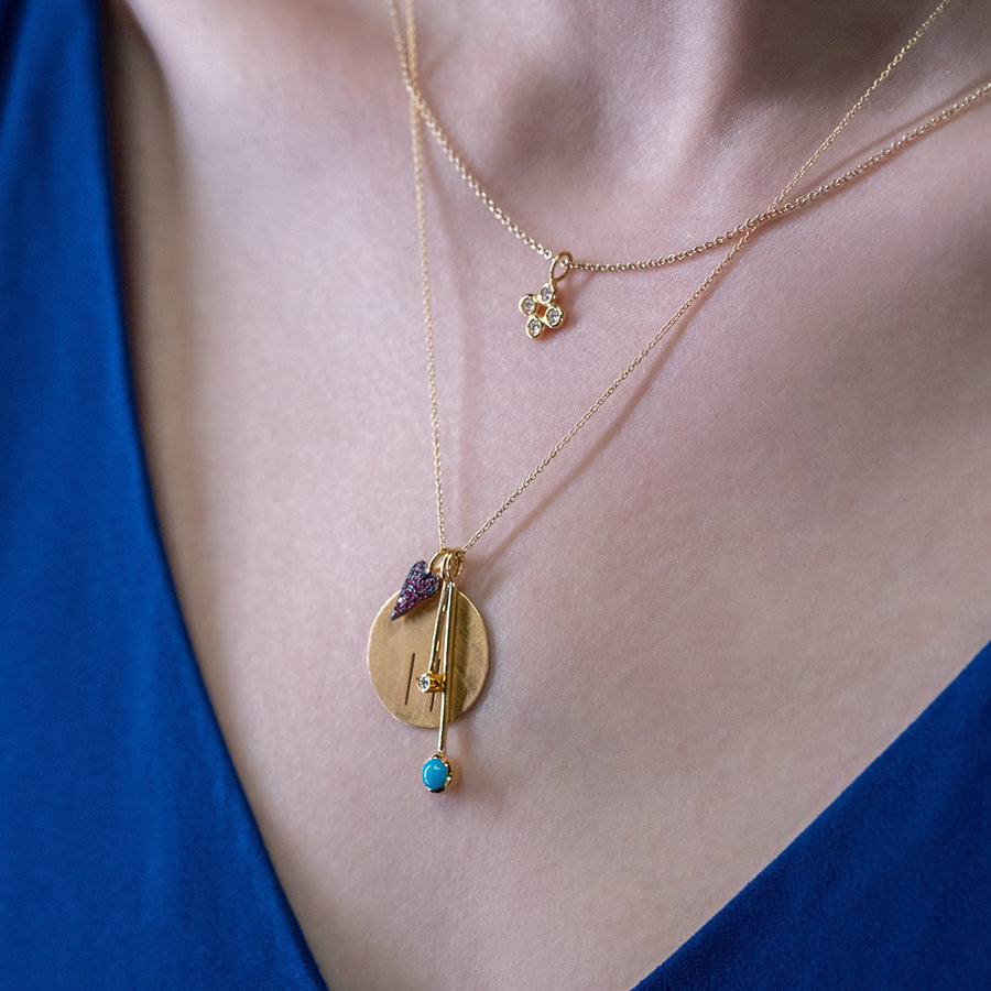 Long Diamond Spot Charm Pendant