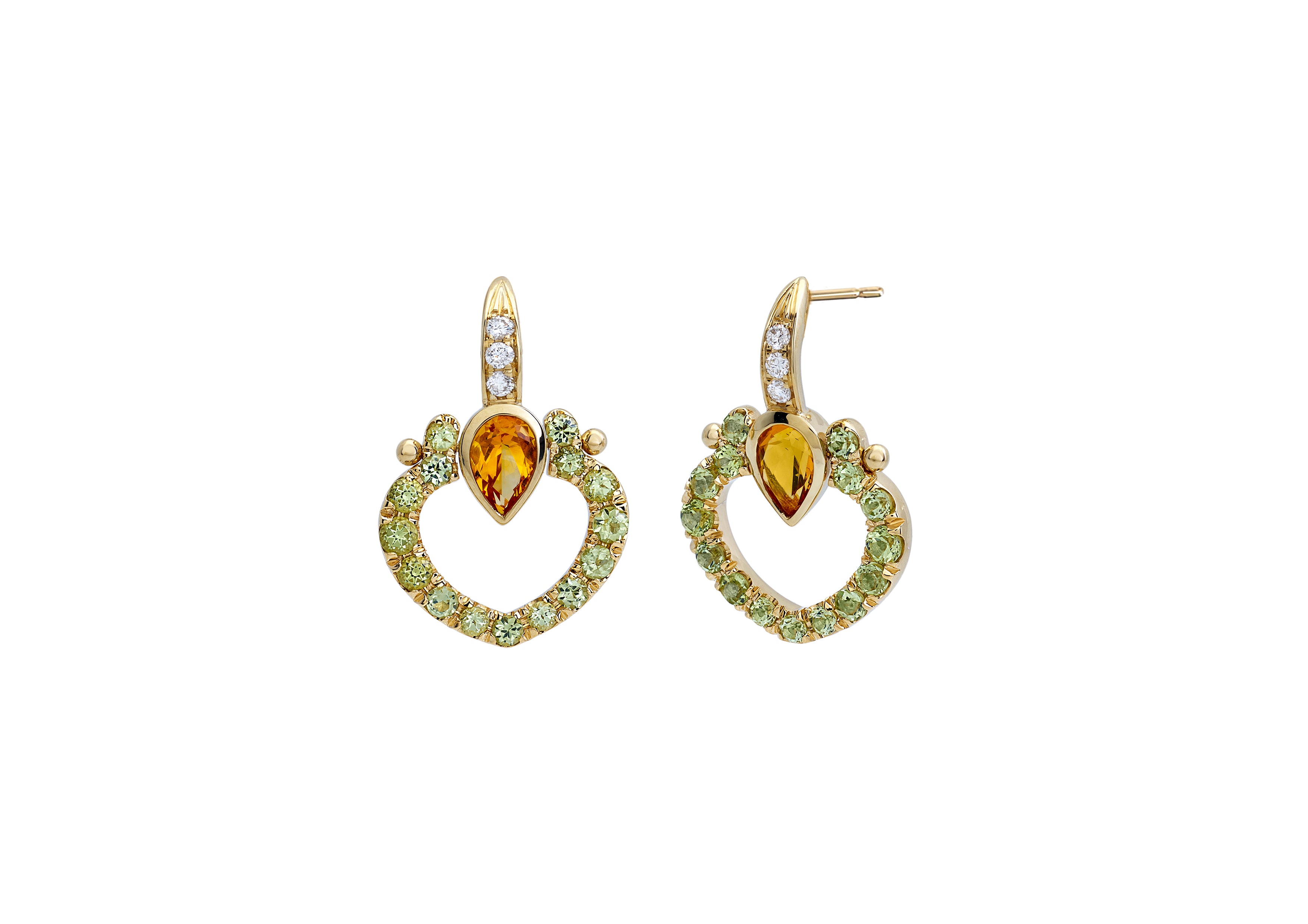 Love Hearts Peridots Earrings