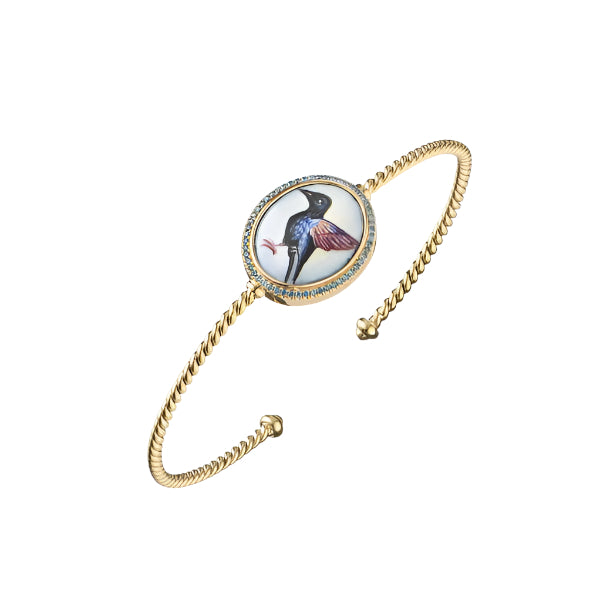 Balance Diamond Bracelet with Handpainted Hummingbird