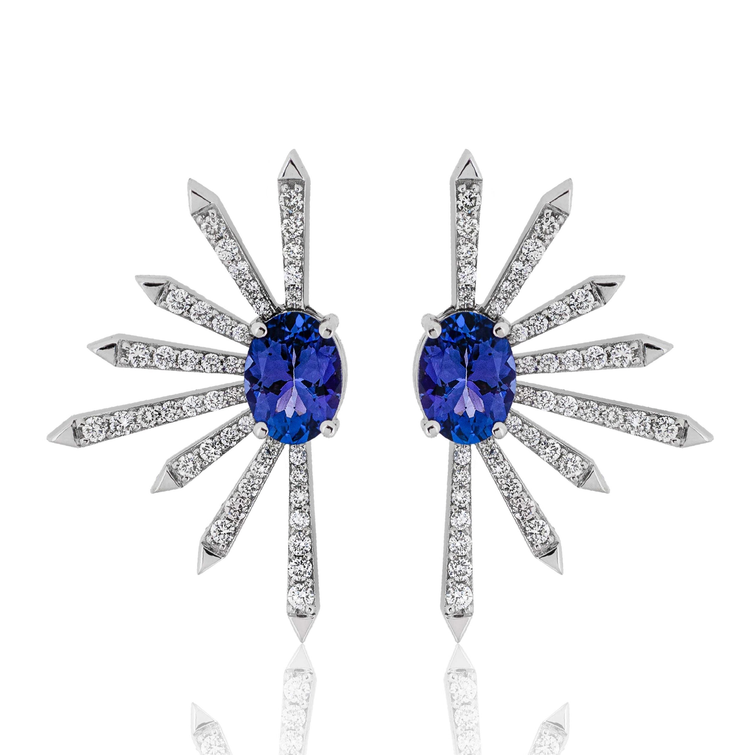 Merelani Diamond Earrings with Tanzanites