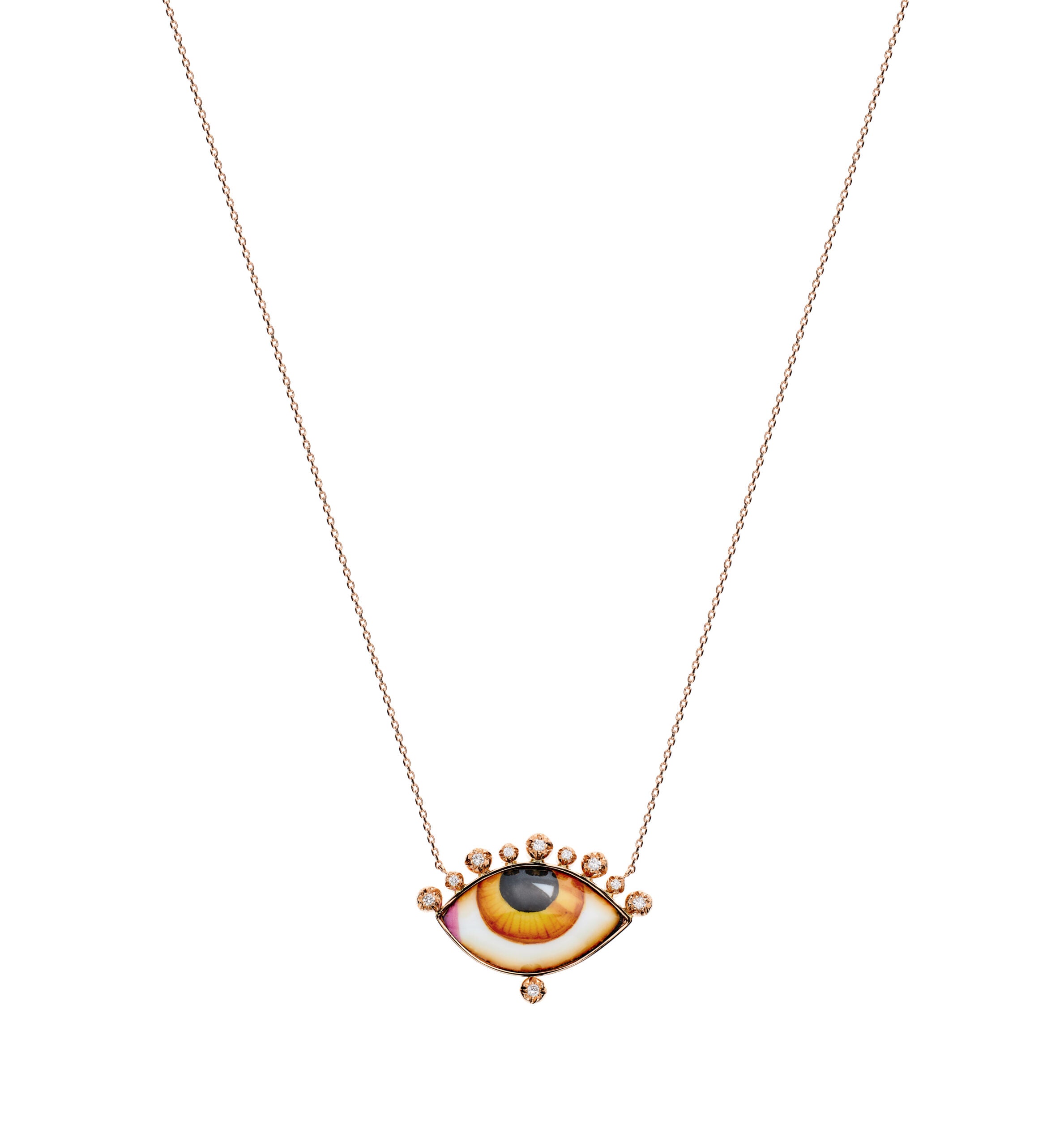 Russe Grand Ambre Diamond Necklace with Big Amber Enameled Eye Lito