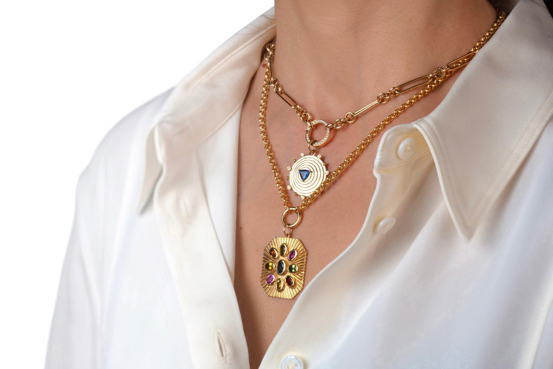 Per Sempre Octagon Multi Tourmaline Pendant