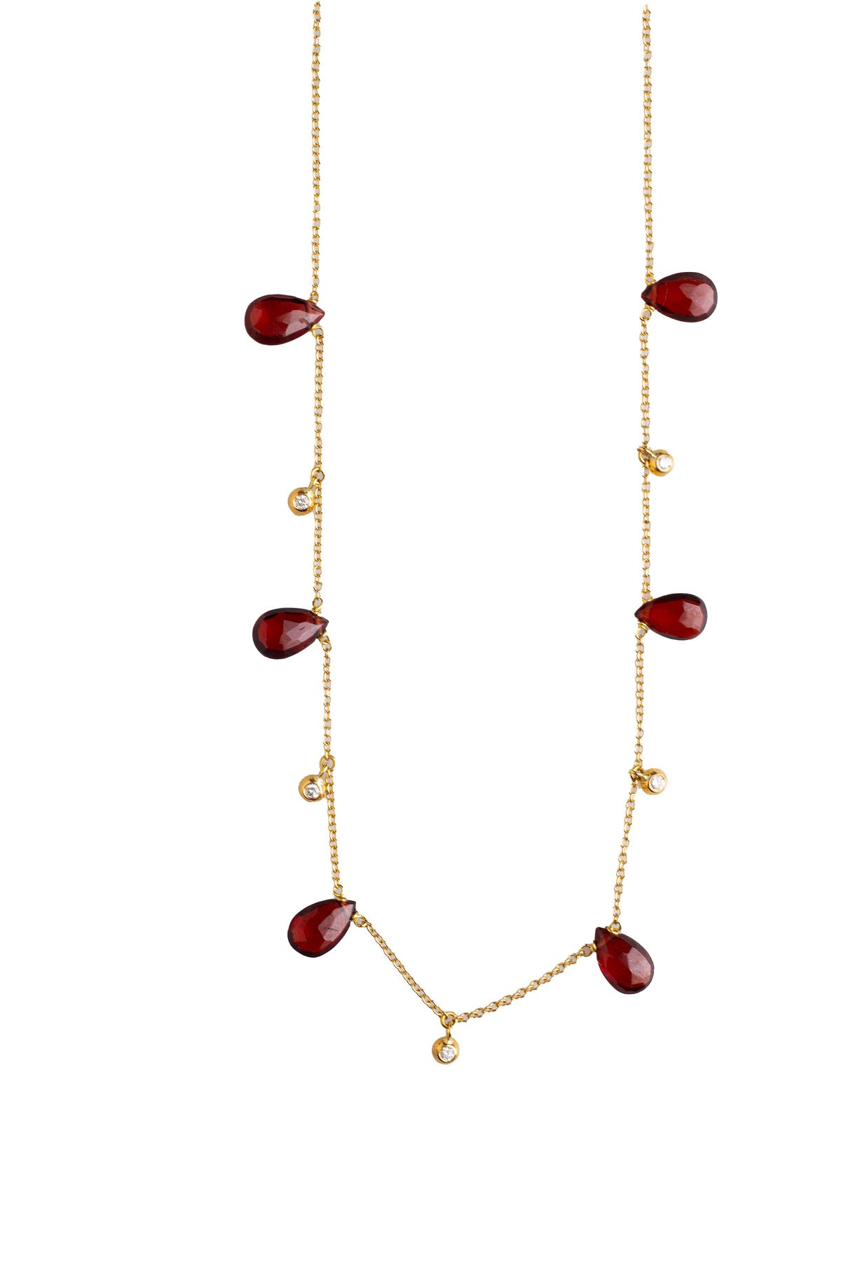 Five Drop Diamond and Six Semi-Precious Beads Necklace