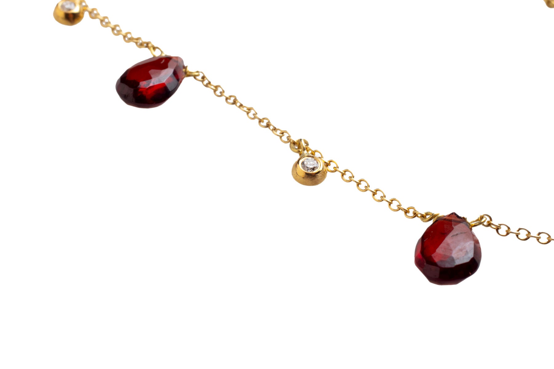 Five Drop Diamond and Six Semi-Precious Beads Necklace