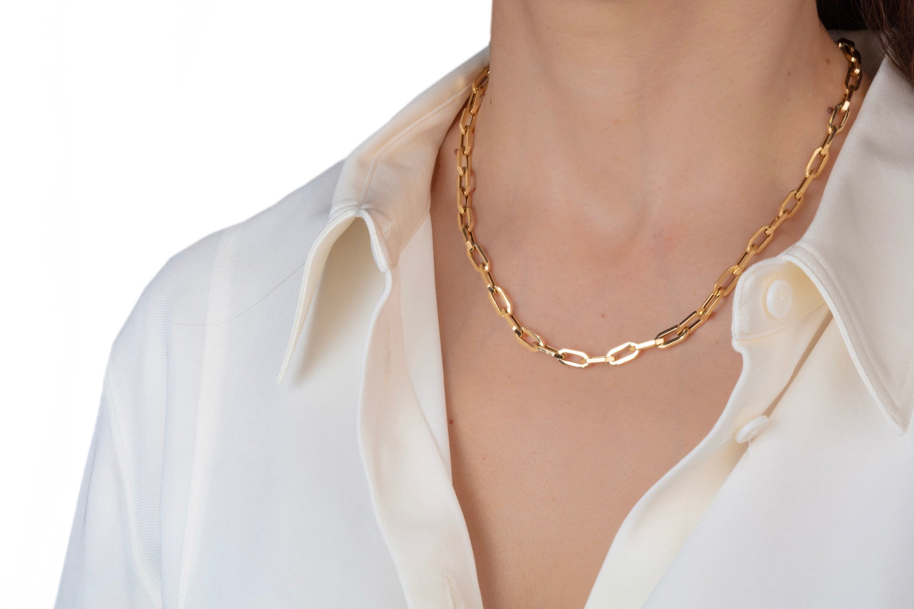Classic 18K Gold Elongated Link Chain