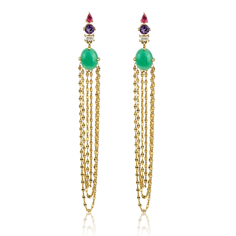 Multi-Stone Chain Earrings