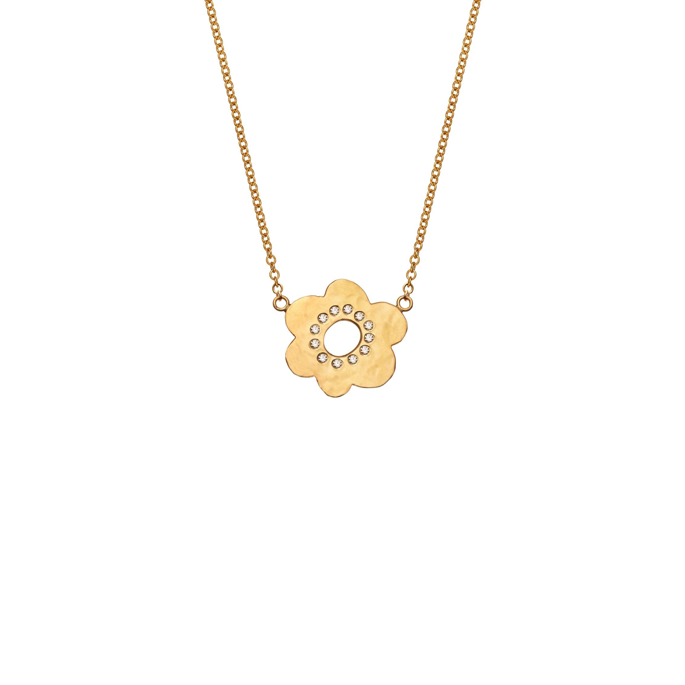 Small Daisy Necklace with Diamonds
