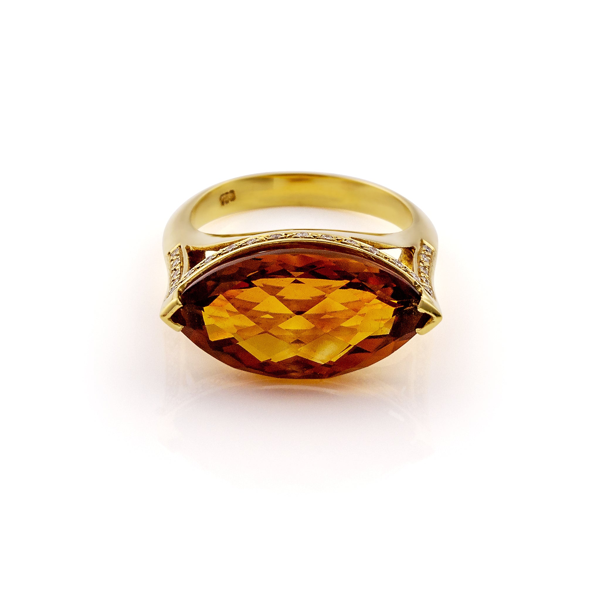Citrine and Diamonds Gold Ring