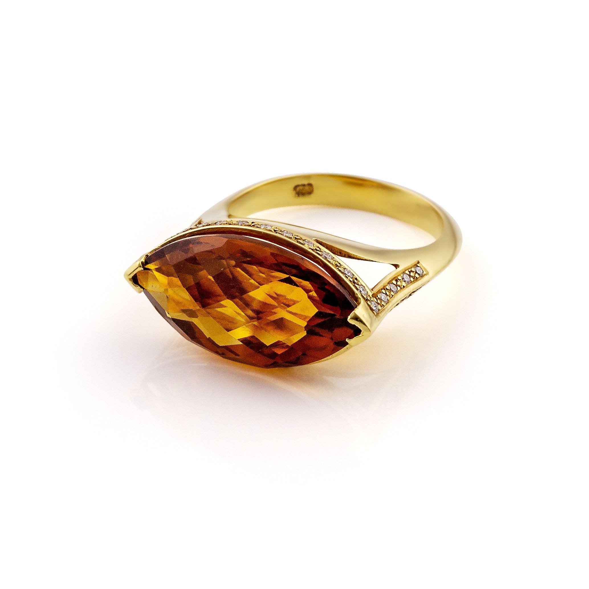 Citrine and Diamonds Gold Ring