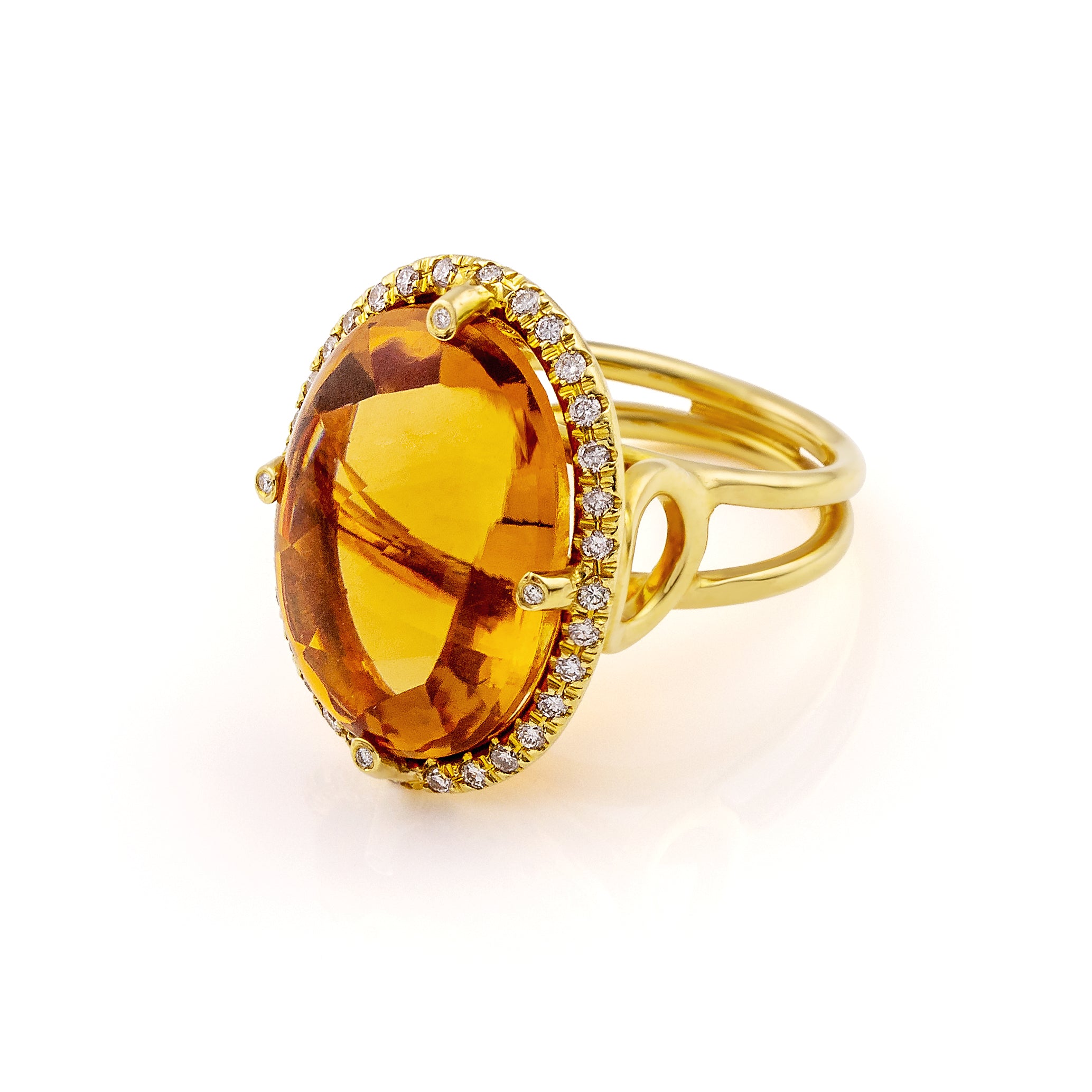 Ring with Diamonds & Citrine