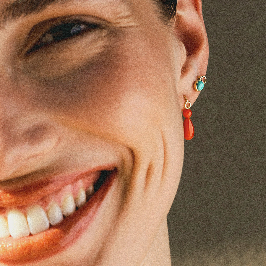 Small Drop Coral Earrings