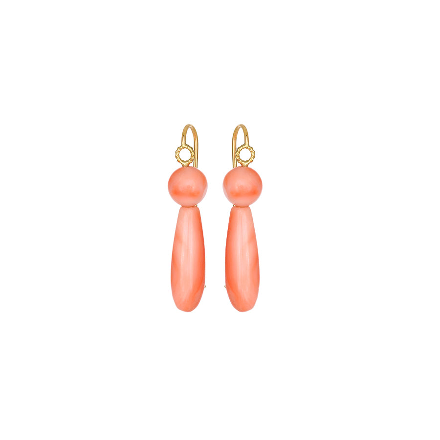 Long Drop Rose Coral Earrings