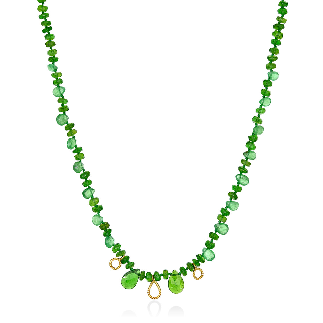 Necklace with Tsavorites and Filigree Links
