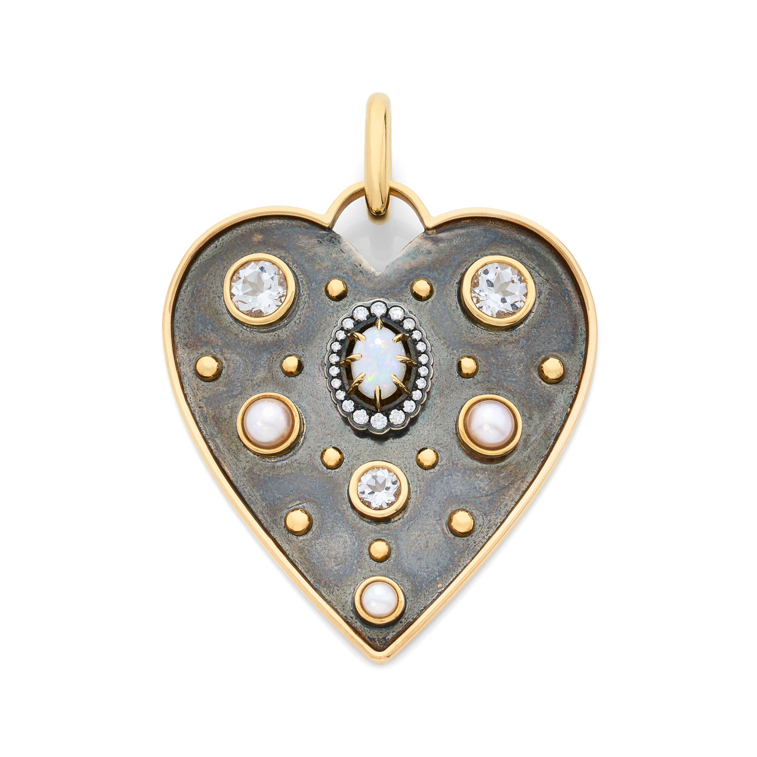 Opal Heart Charm Pendant Elie Top