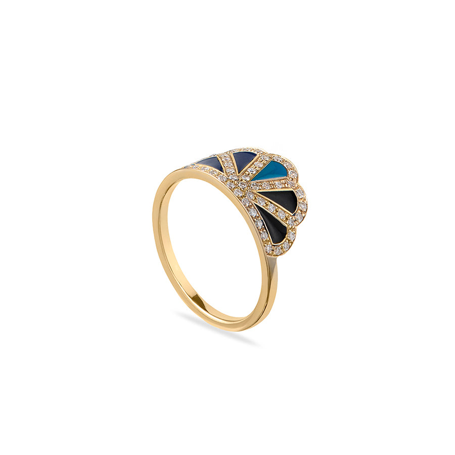 Black Iris Ring with Diamonds Penelope
