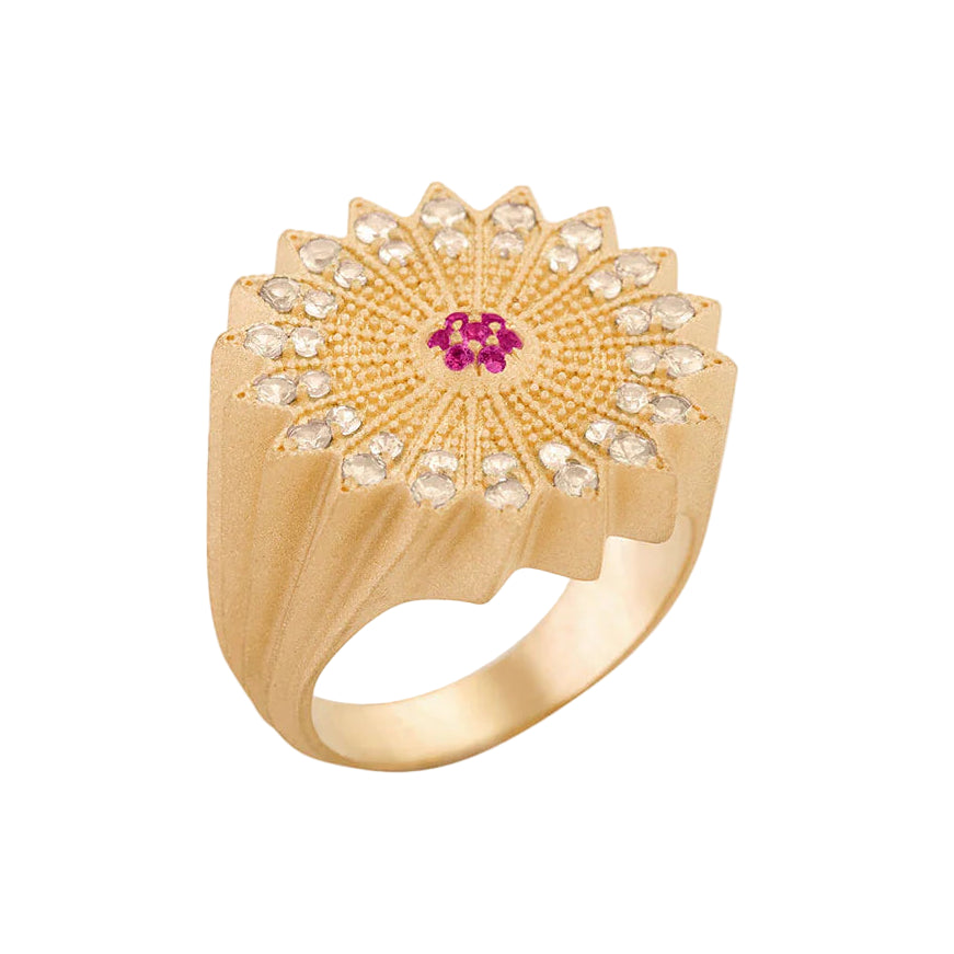 Power of Light Lotus Full Diamond Ring