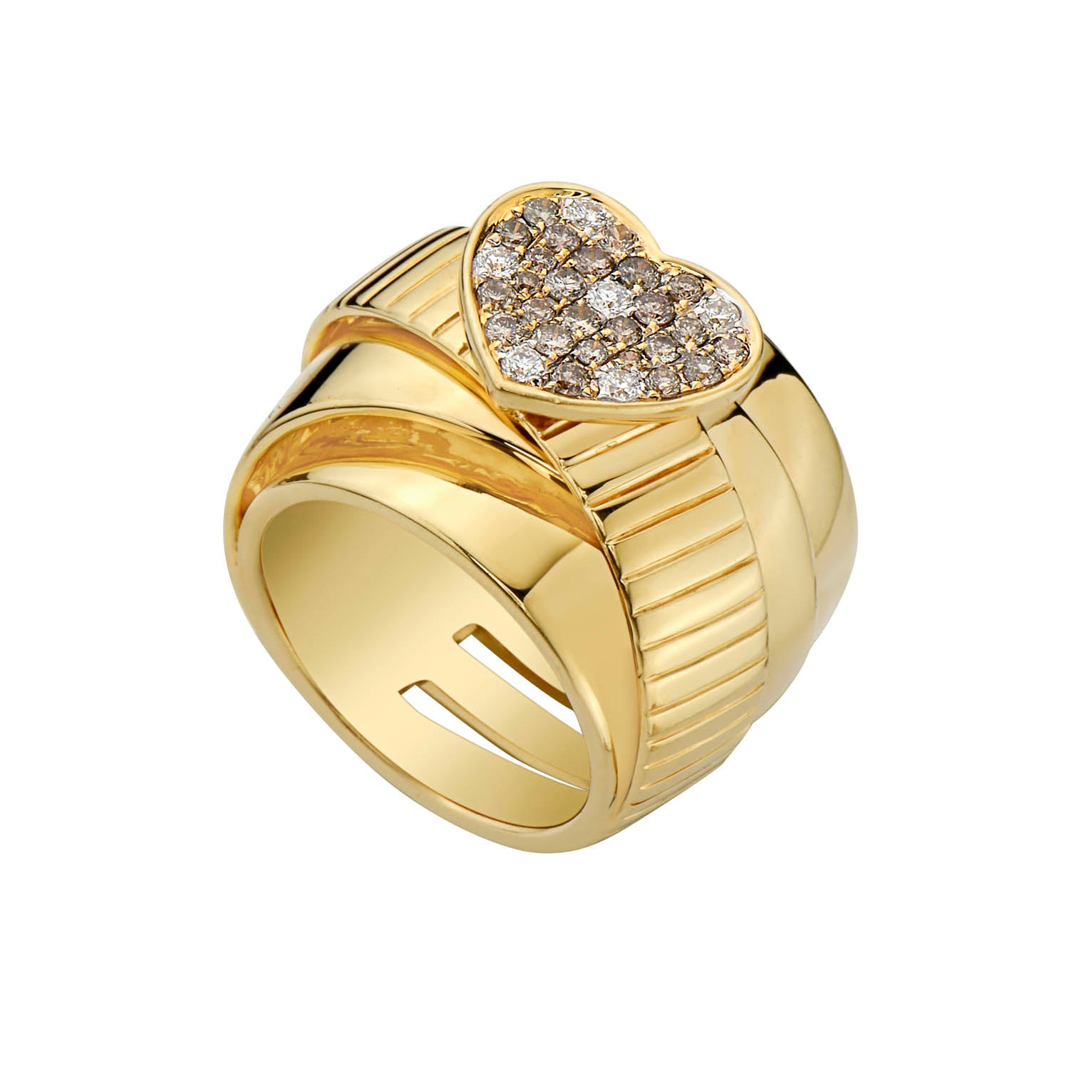 Chelsea Heart Ring with White and Champaign Diamonds