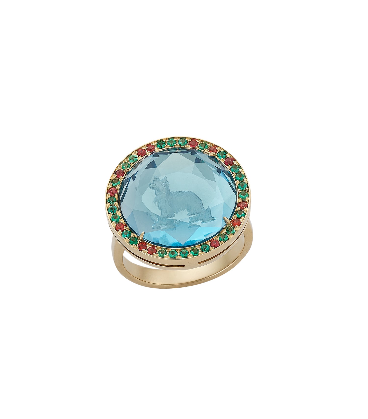 Emerald Being Furry Round Intaglio Ring