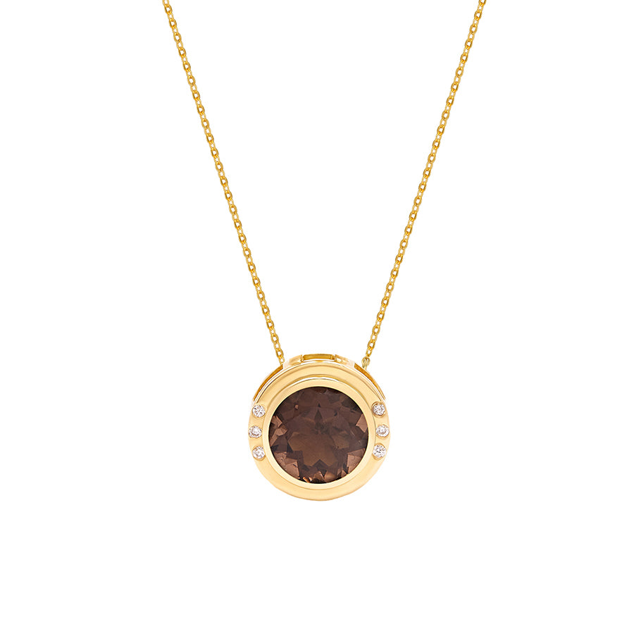 Round Smoky Black Quartz Necklace
