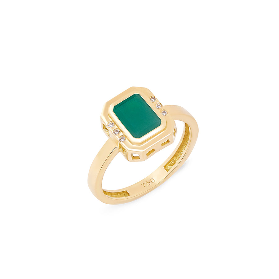 Octagon Green Onyx Ring