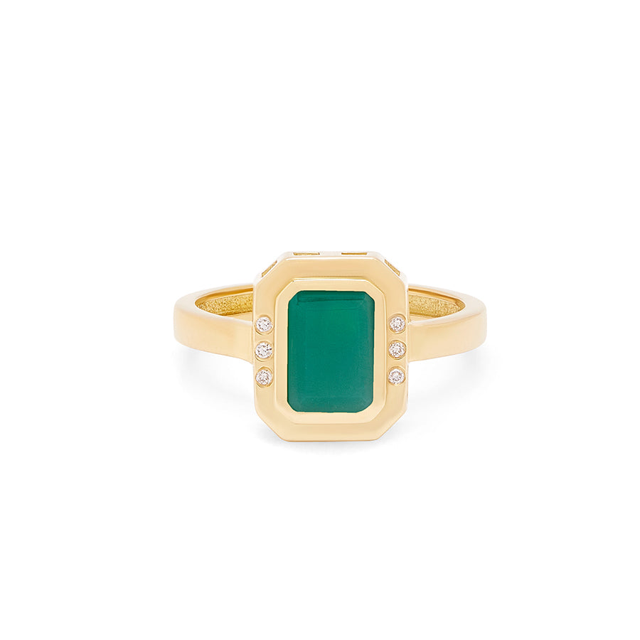 Octagon Green Onyx Ring