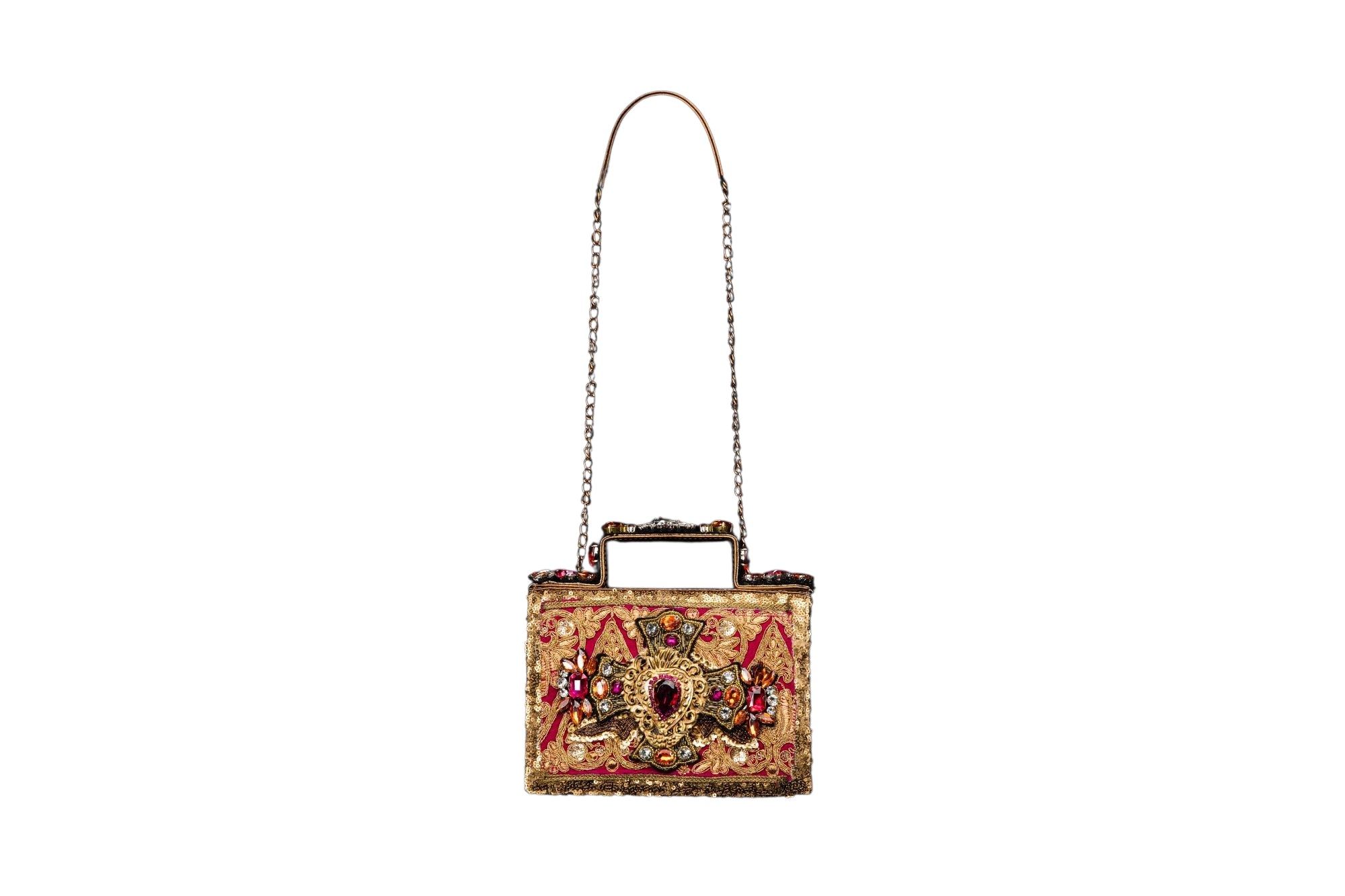Small Leather handmade Evening Handbag embroidered with stones
