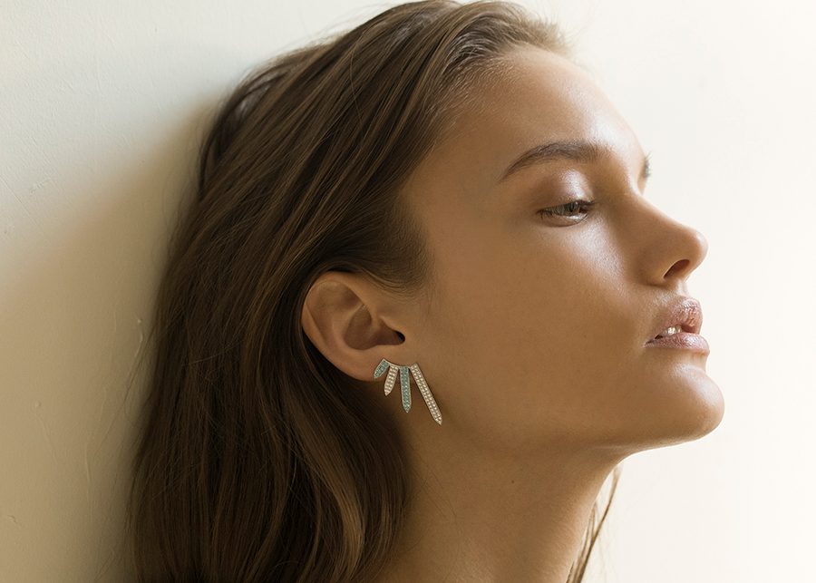 Sacred Windows Blue Topaz Diamond Earrings