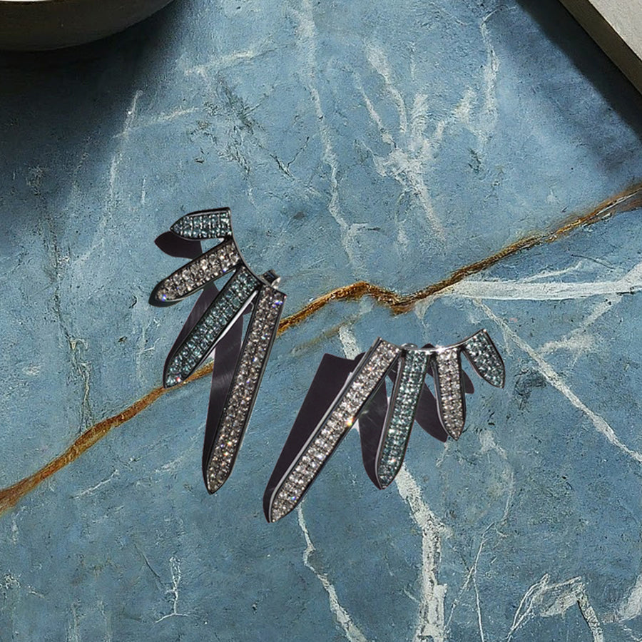 Sacred Windows Blue Topaz Diamond Earrings