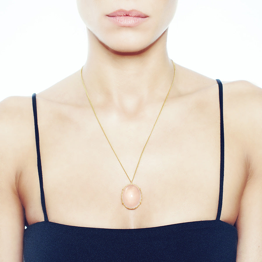 Tattoo Necklace with Rose Quartz