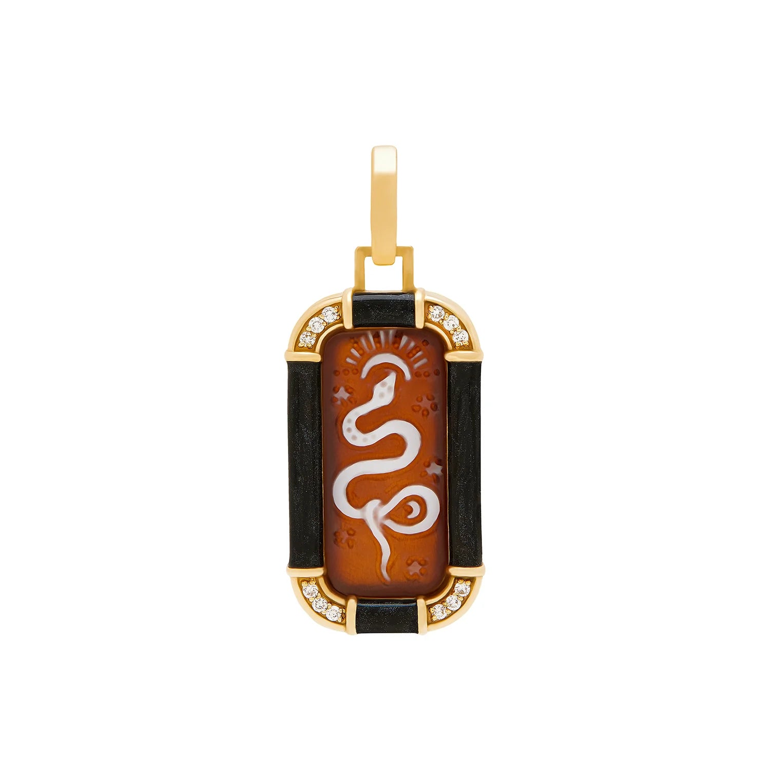 The Snake Small Rectangle Pendant with Black Enamel Atelier Lïya