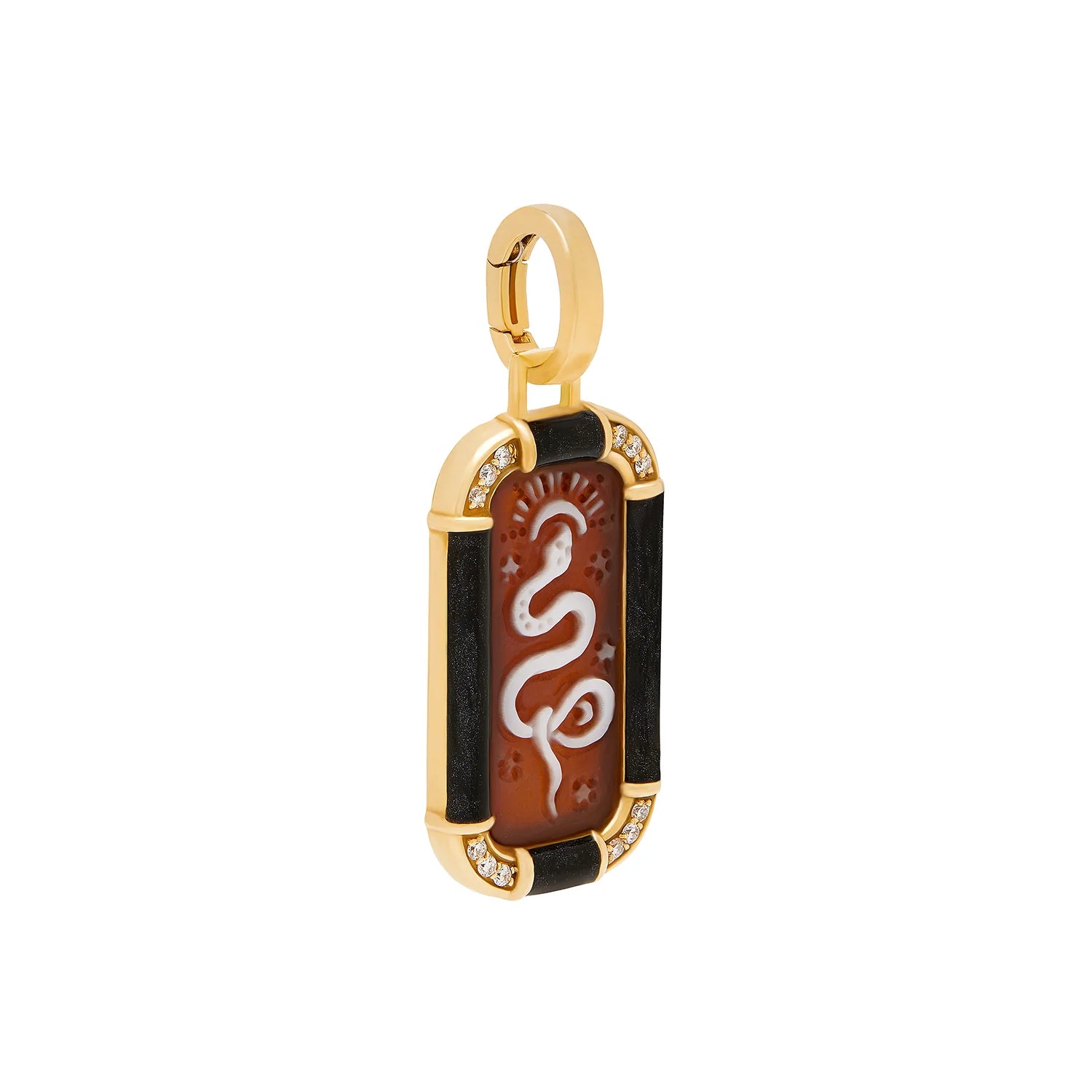 The Snake Small Rectangle Pendant with Black Enamel Atelier Lïya
