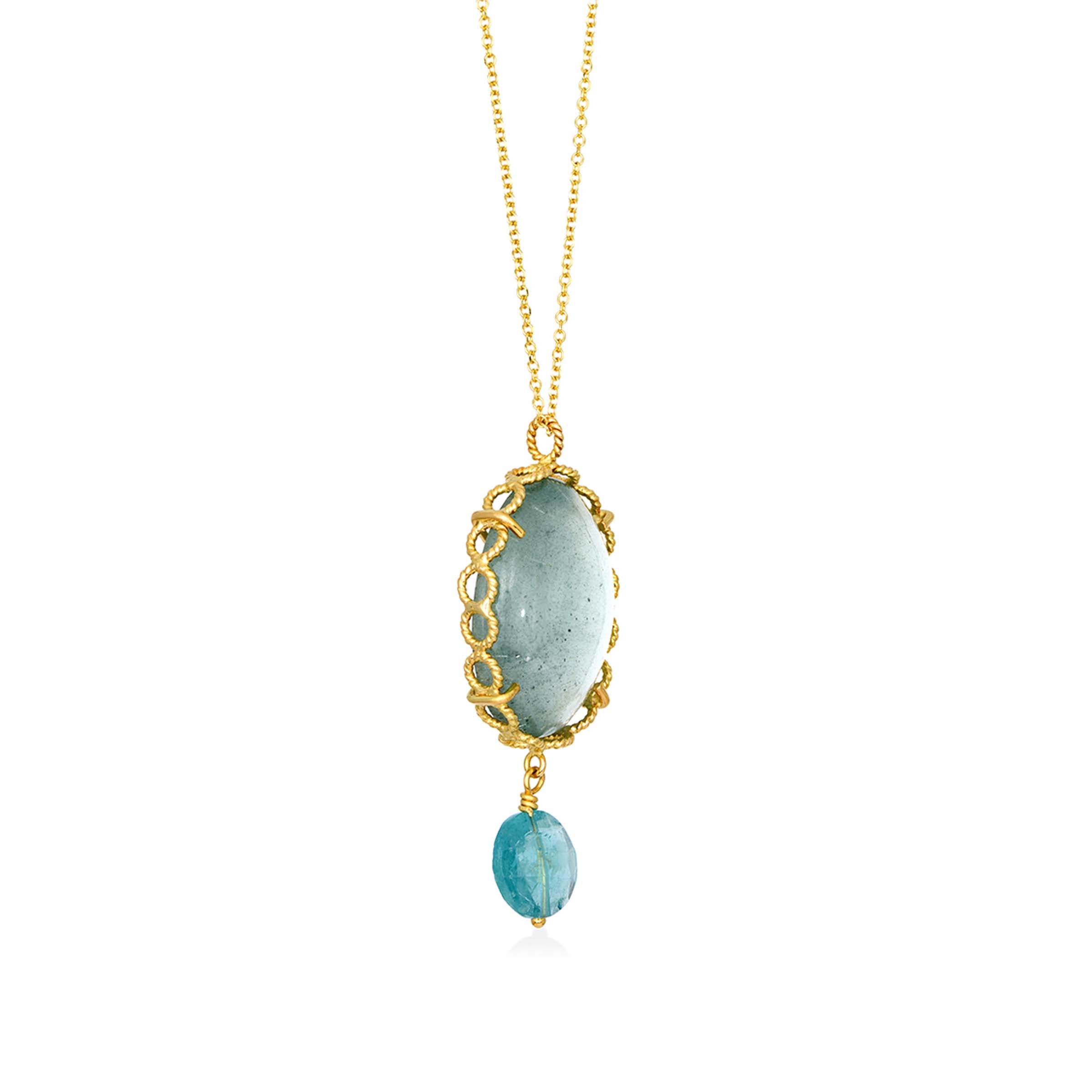 Tattoo Necklace with Aquamarine and Tourmaline