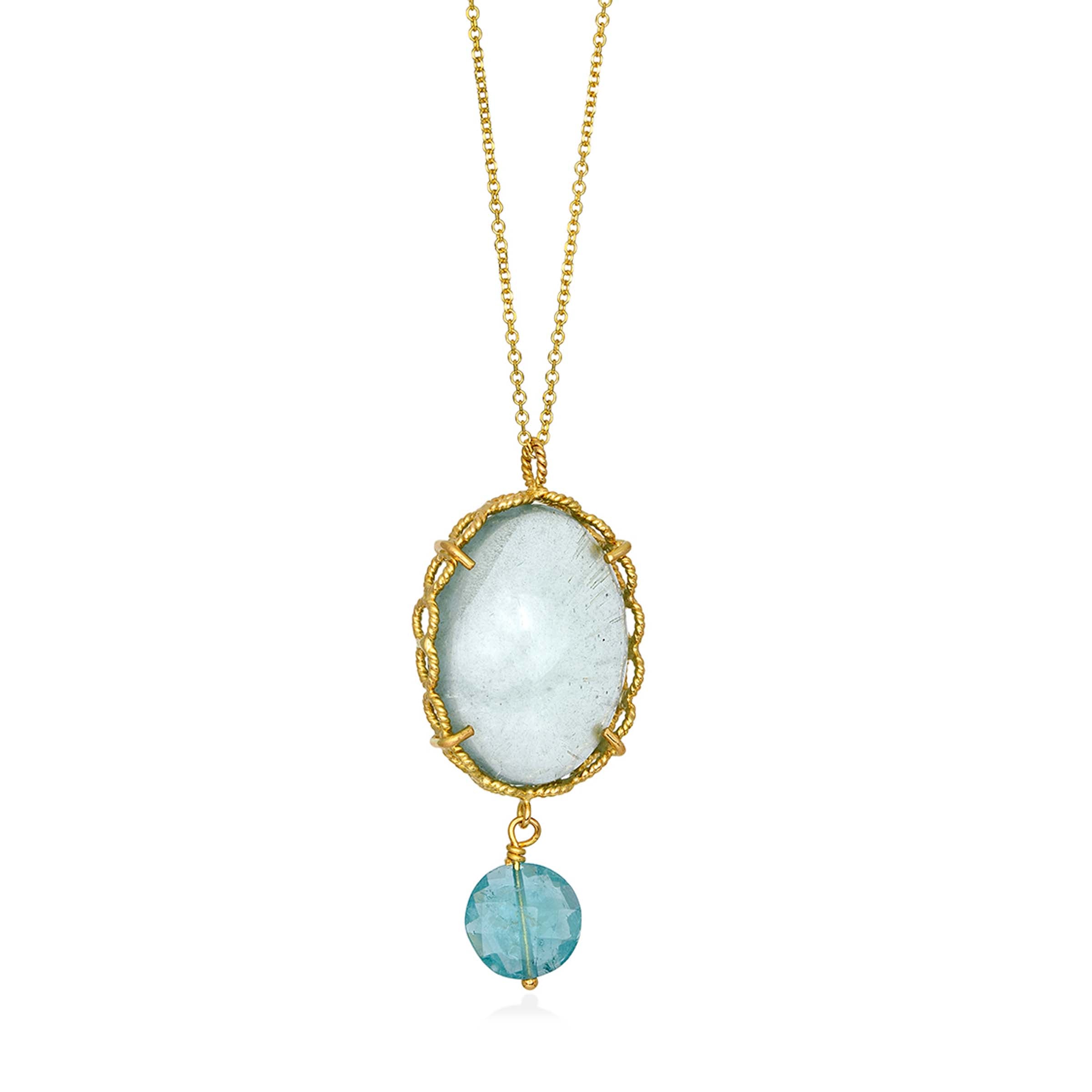 Tattoo Necklace with Aquamarine and Tourmaline