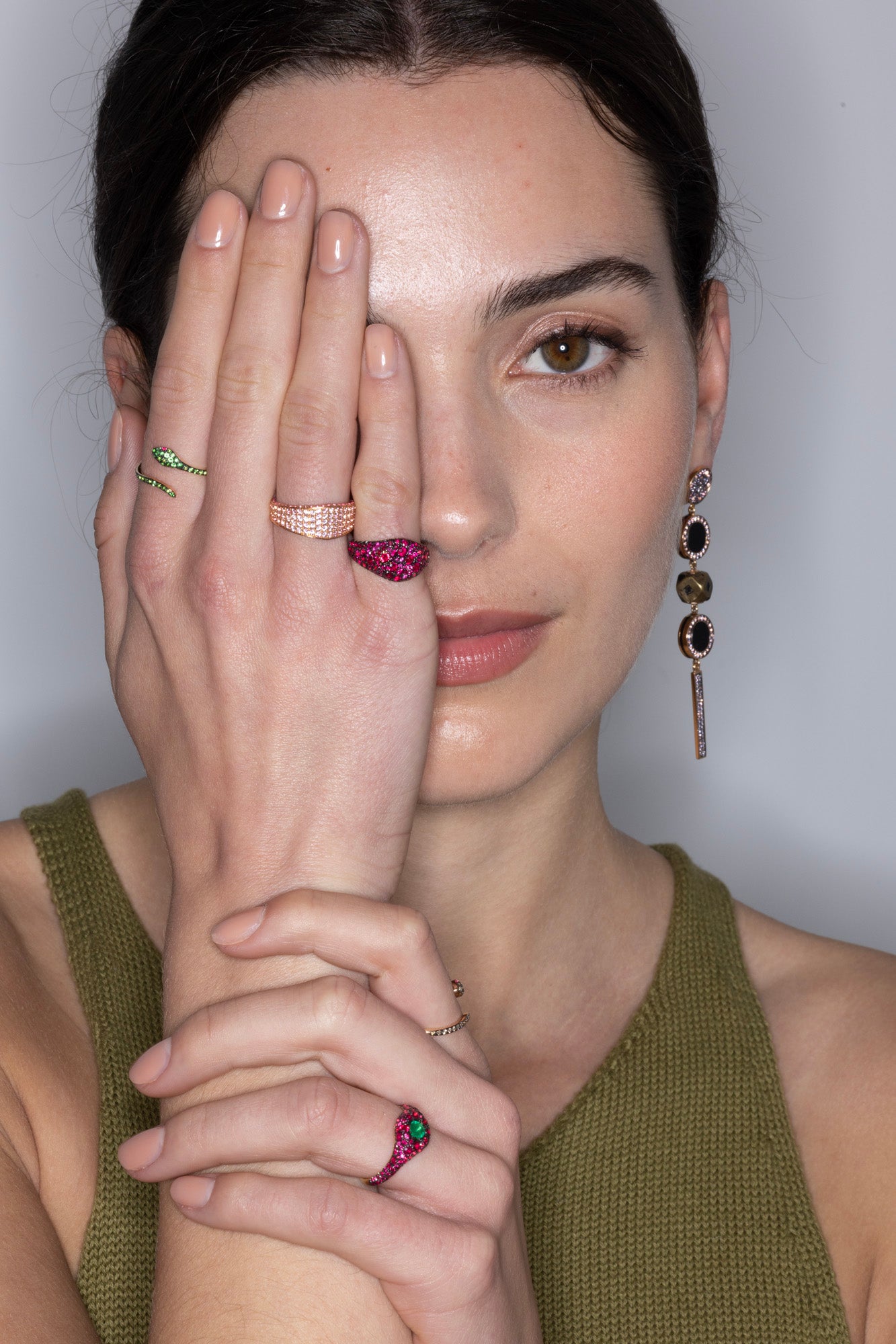 Meteor Small Pinky Ring with Rubies