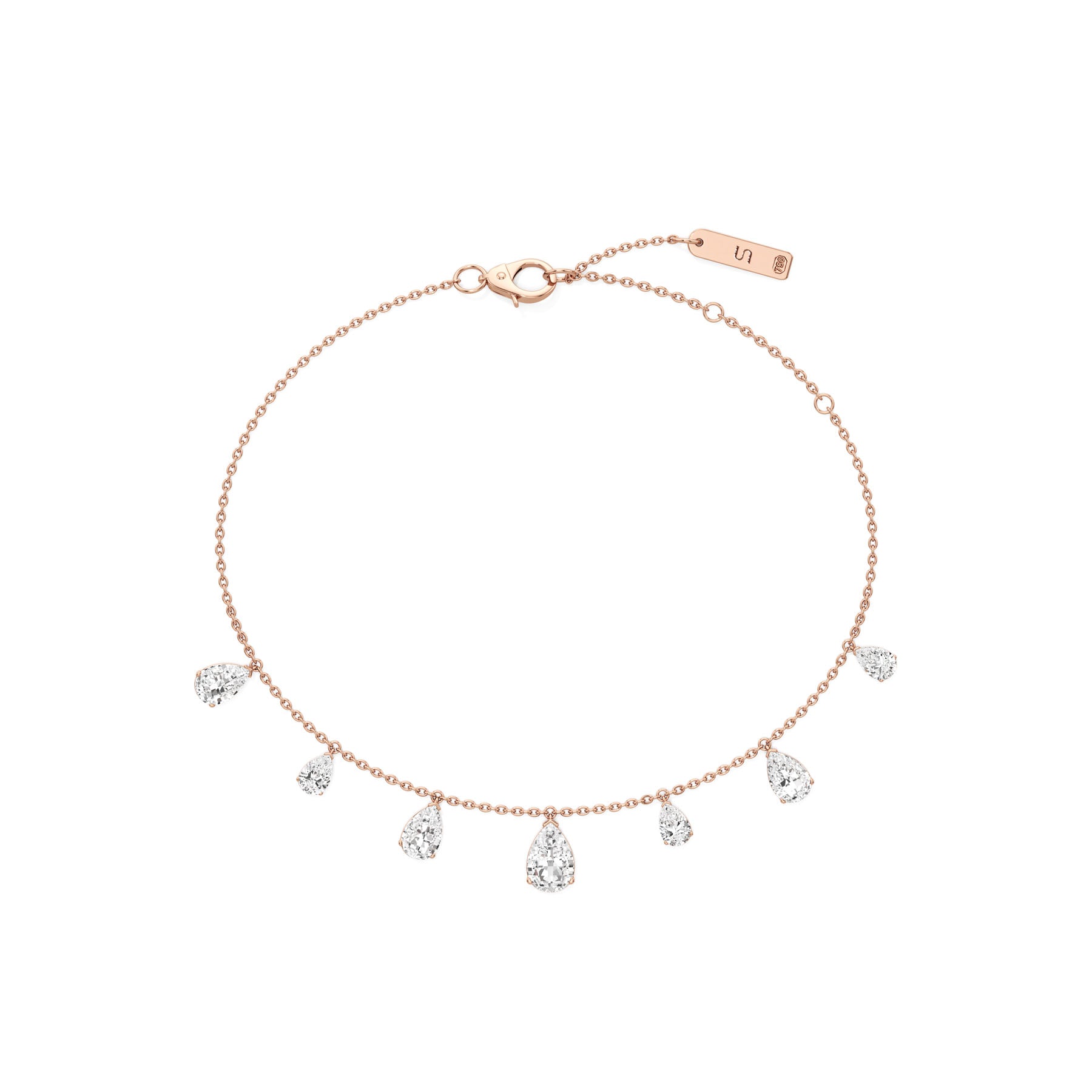Tear Drop Charm Diamond Bracelet