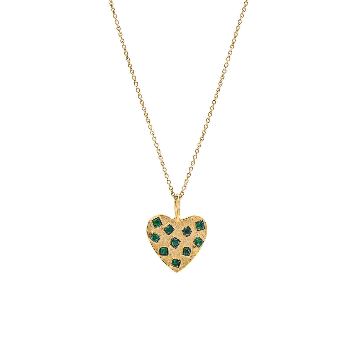 Round Emerald Heart Pendant