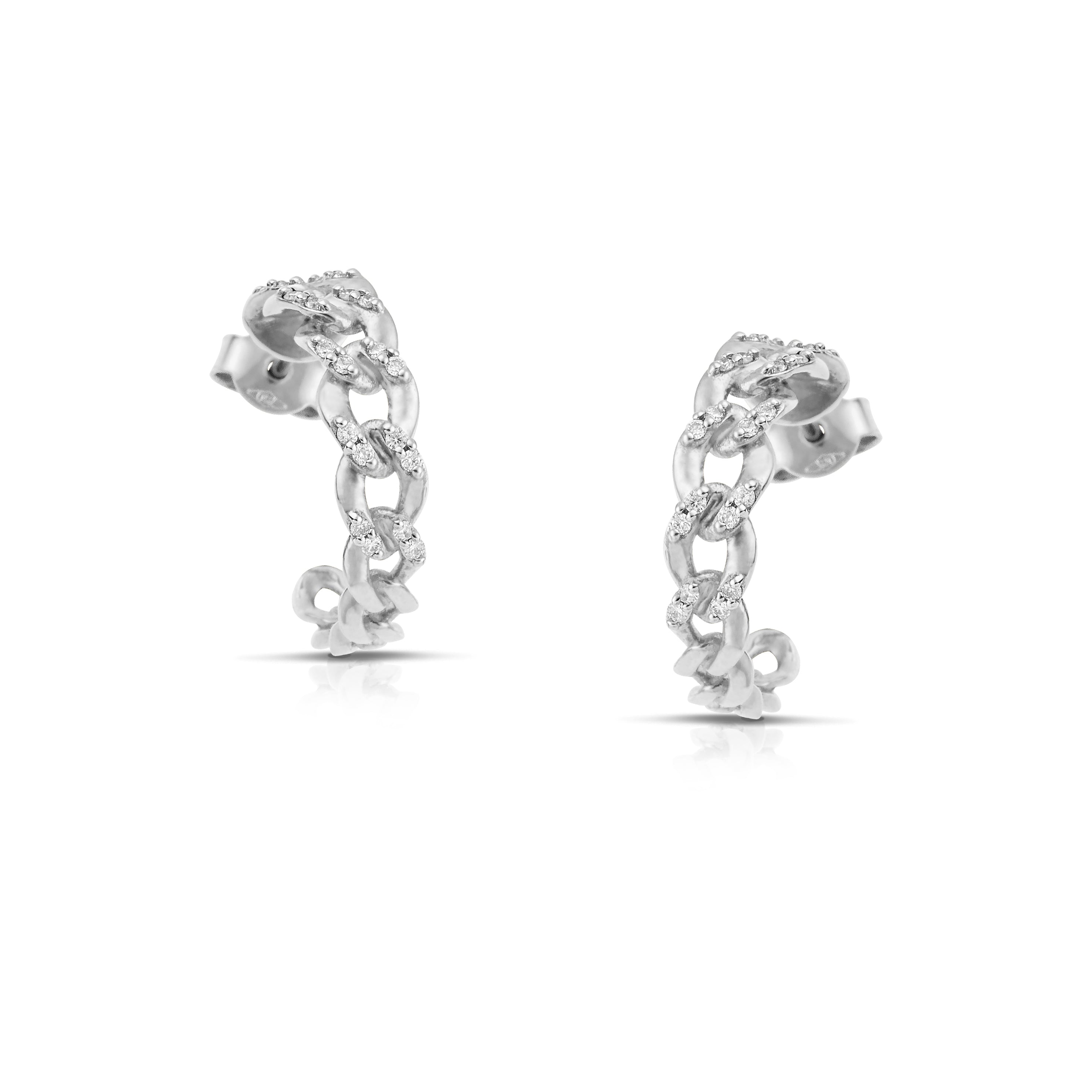Gold Chain Hoops with Diamonds