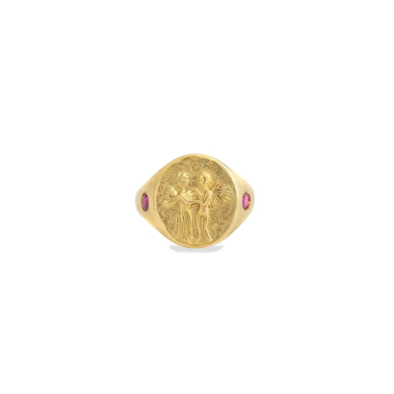 Eros & Psyche Signet Ring with Pink Sapphires