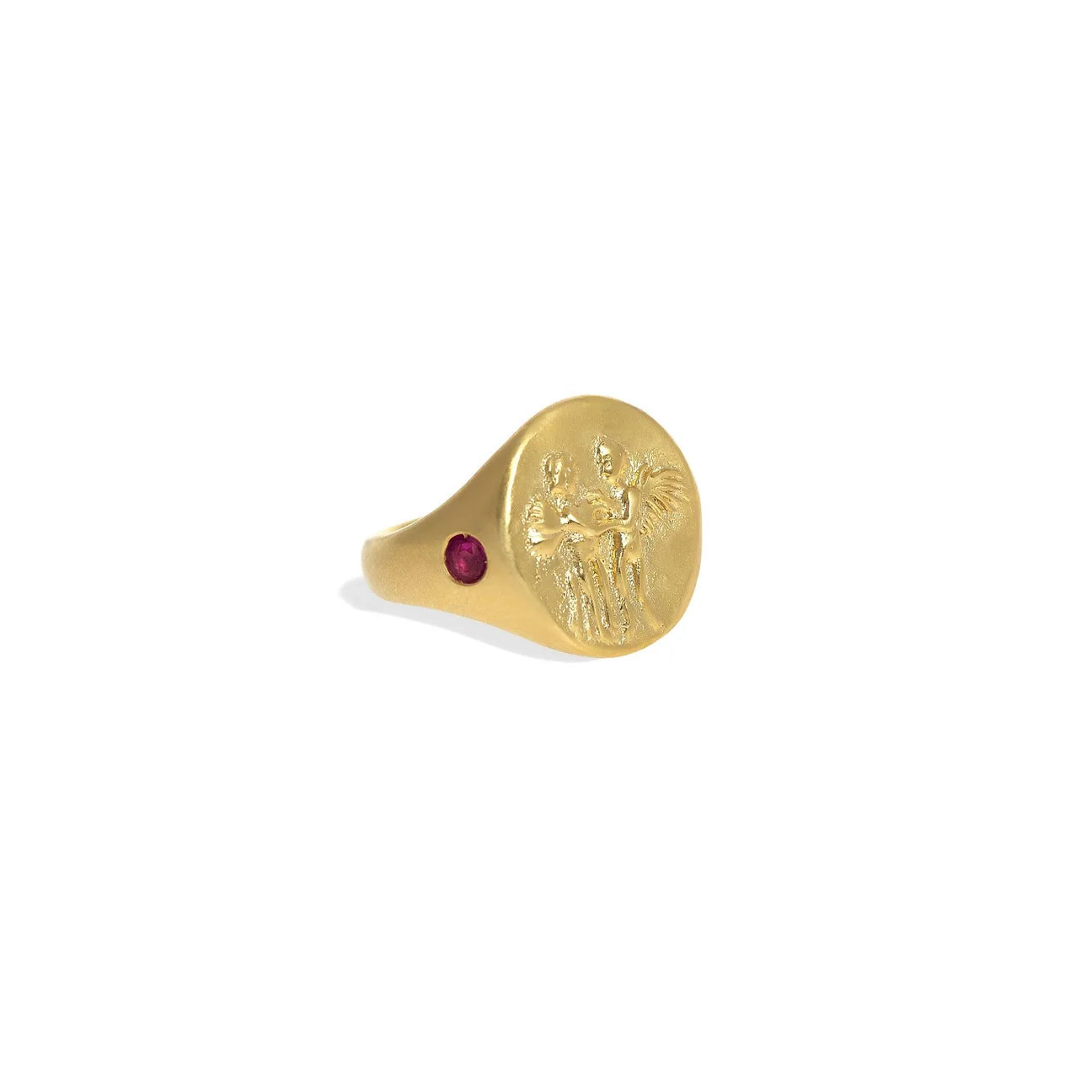 Eros & Psyche Signet Ring with Pink Sapphires