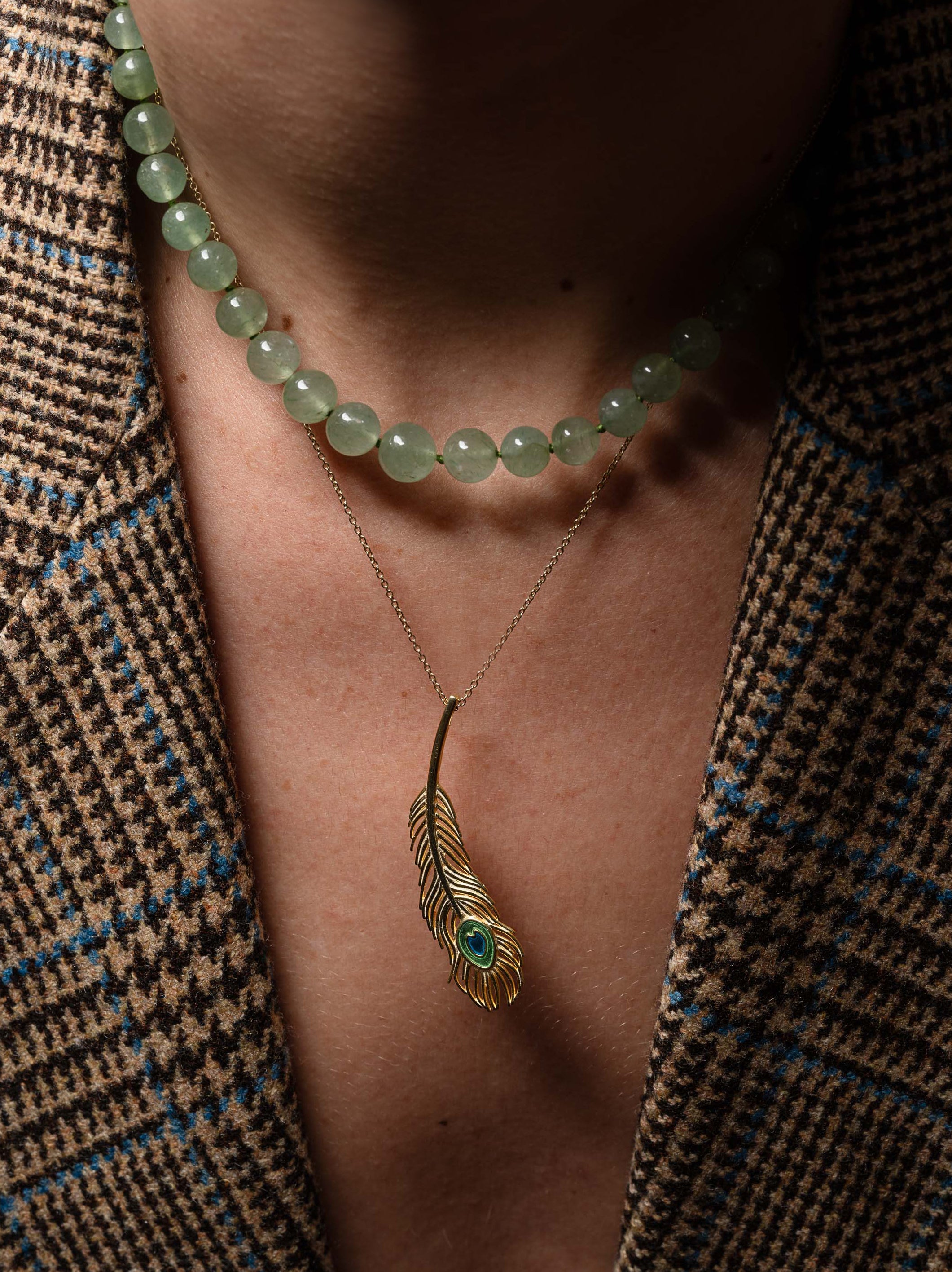 Peacock Silver Feather Lucky Charm