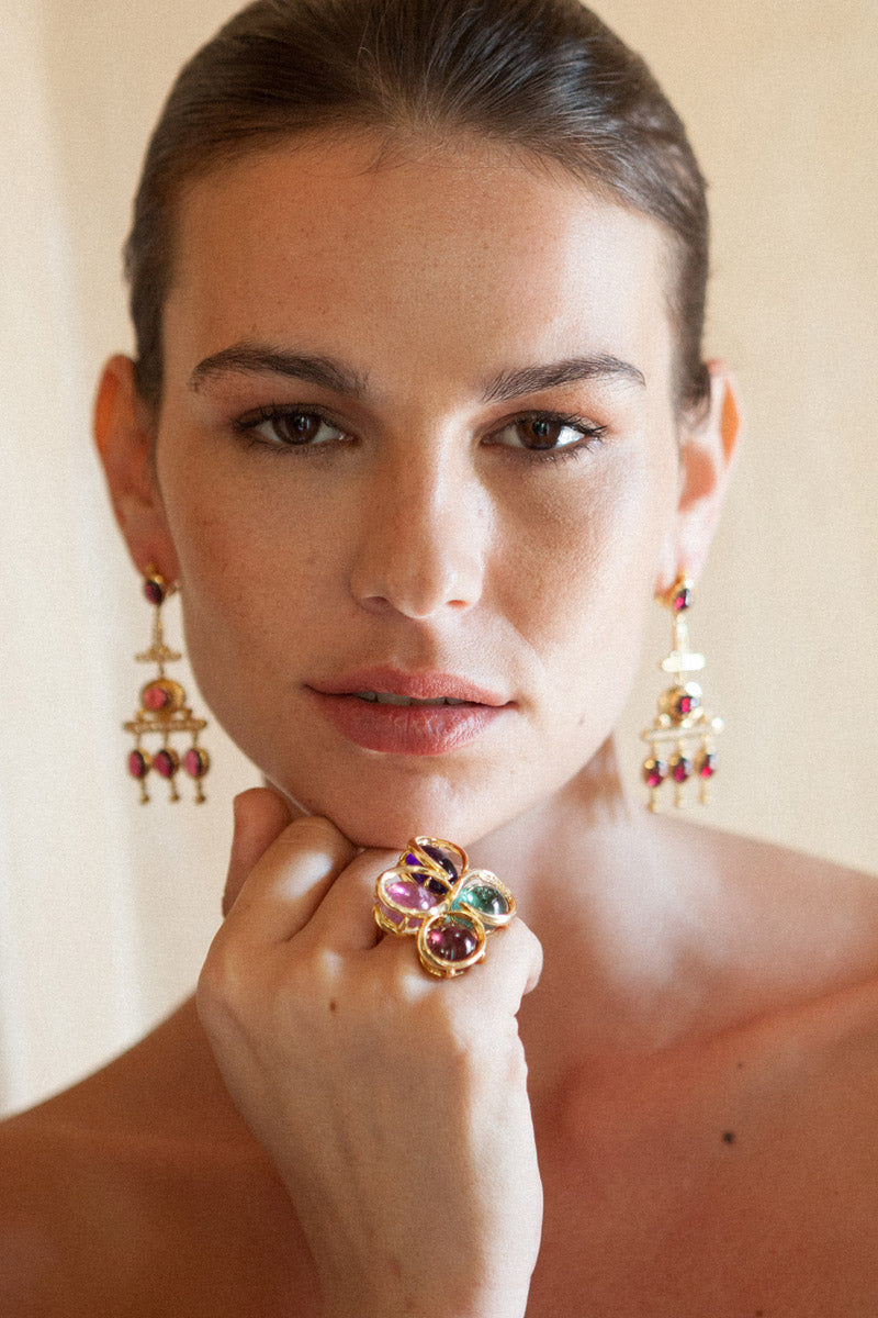 Long Tourmalines and Diamonds Earrings