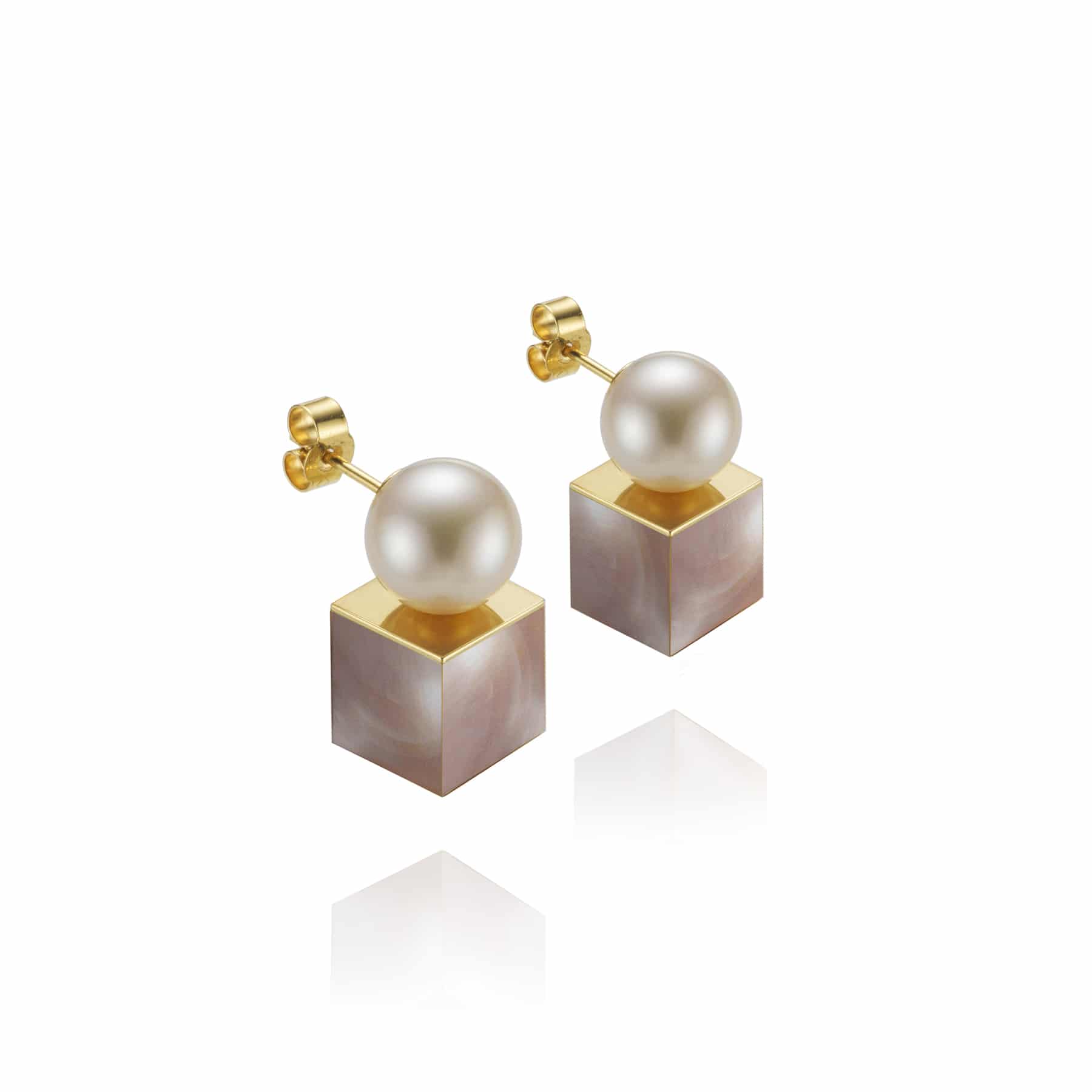 Cube Stud Earrings White