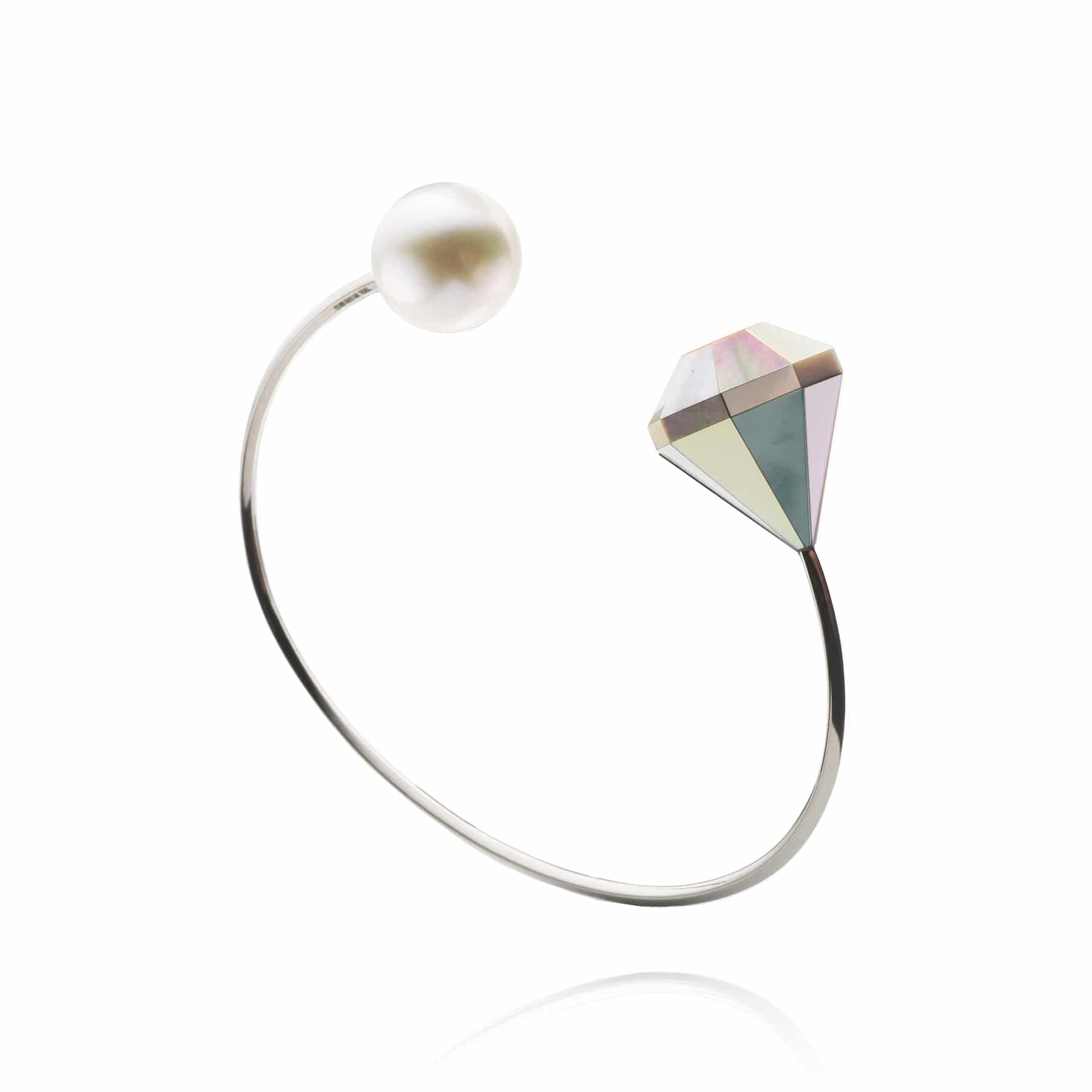 MOP Diamond Open Bangle