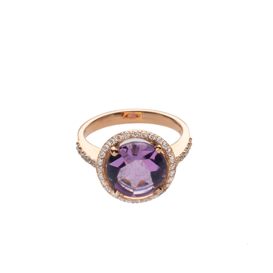 Gold Ring with Diamonds and Amethyst Orofasma