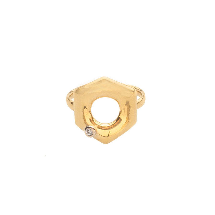 Hexagon Sinlge Diamond Ring Orofasma
