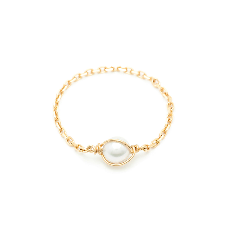 Stella Chain Pearl Ring